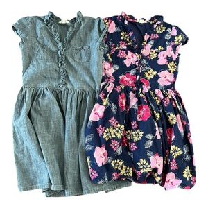 Bundle‎ of 2 Land’s End Girls Dresses – Size 8 Floral + Chambray